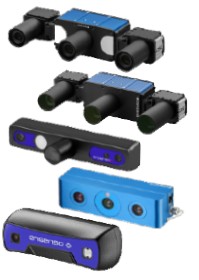 IDS Imaging Ensenso 3D cameras - S, N, C, X, XR Series from bottom to top
