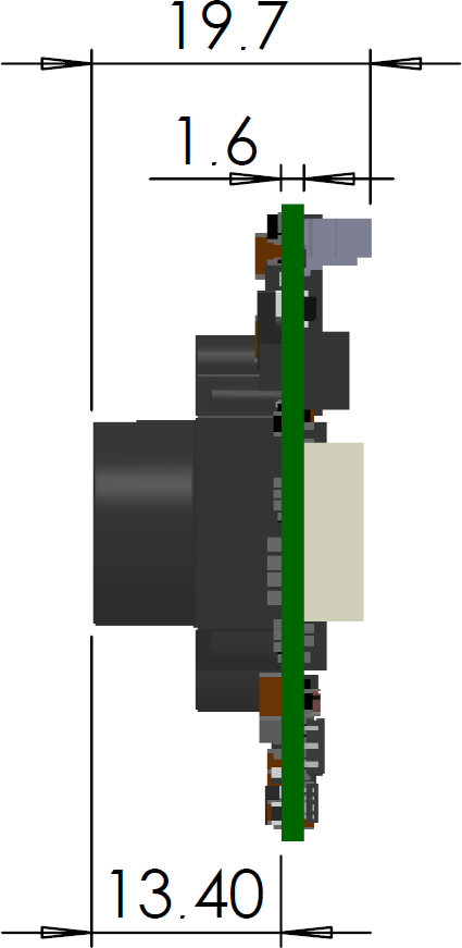 Fig. 609: GigE uEye LE motherboard with S-mount - side view