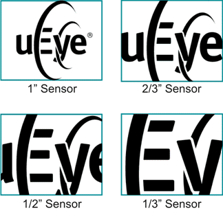 Fig. 11: Comparison of common sensor sizes and examples for different fields of view