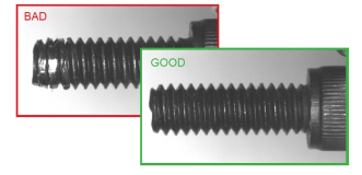An example of an AI task inspecting a screw